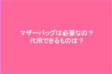 マザーバッグは必要?代用できるものは何?